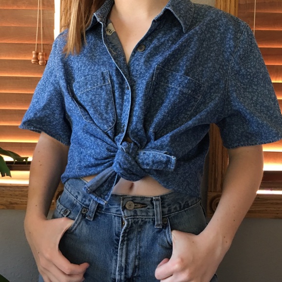 🎈VTG Floral Denim Shirt - Picture 2 of 7